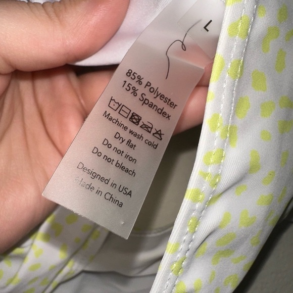 By Egreis yellow spotted off shoulder bikini top ruched bikini bottom L NWT - Picture 6 of 12